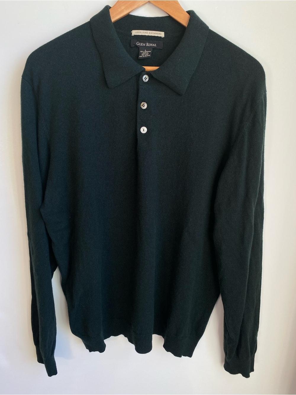 VTG 100% Cashmere Glen Royal Hunter Green Collared Jumper Sweater Men’s L